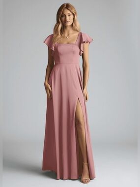 NWT Azazie Bondi stretch Satin Bridesmaids Dress- Dusty Rose size 12